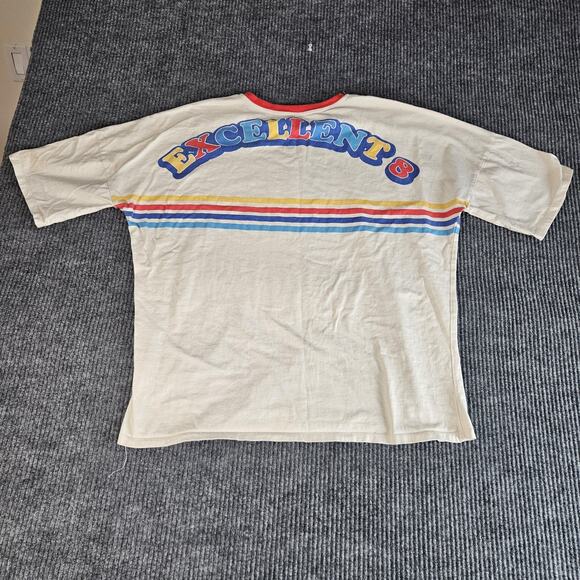 Disney Excellent 8 Shirt Mens Large Cream Ringer Mickey Mouse Goofy Donald - Picture 2 of 11